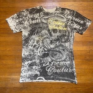 Xtreme Couture Y2K Grunge Affliction AOP Snake Skull Mens 2XL